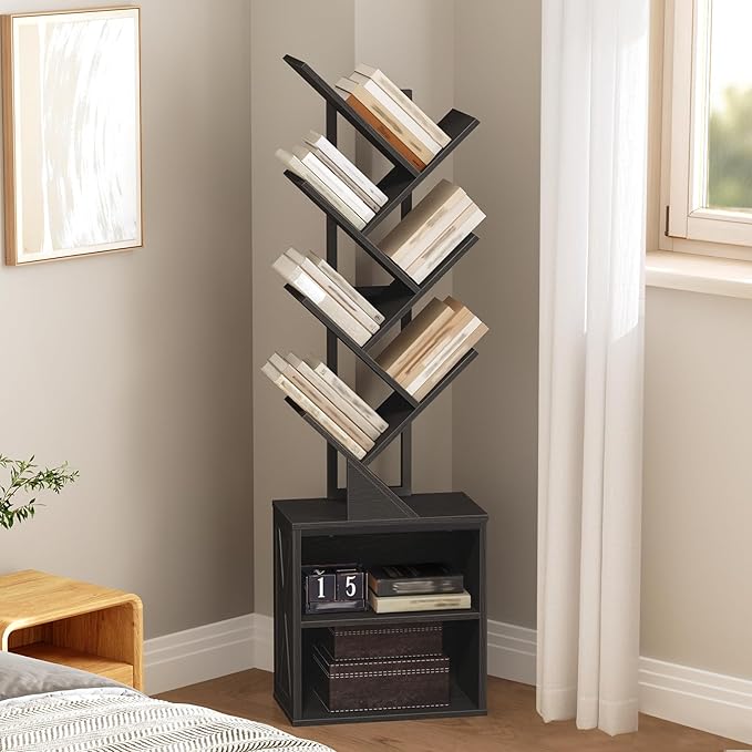 RALGEND Tree Bookshelf, 6 Tier Bookcase