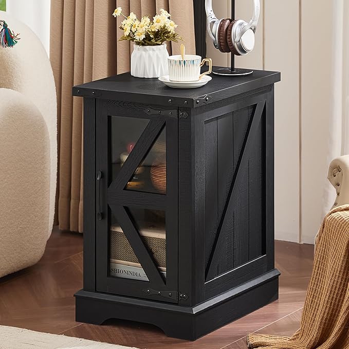 Joaxswe Narrow Night Stand for Small Spaces, Farmhouse Side End Table