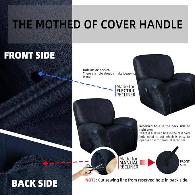 ANARACHON Leather Like Recliner Chair Covers Heavy Duty, 4 Pieces Recliner Cover