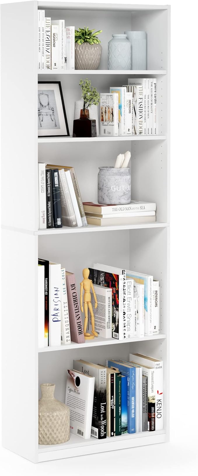 Furinno Jaya Book Shelf, 5-Tier Bookshelf, Bookcase