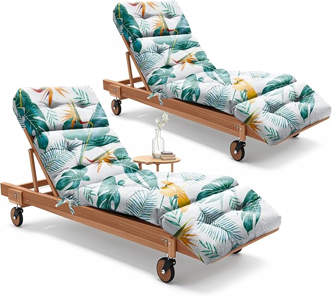 2 Pack Outdoor Chaise Lounge Chair Cushion 75.1 x 22.8 x 4.7 Inches 100%