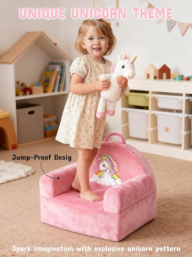 Kids Sofa Chair with Removable Washable Cover & Magic-Tape Backrest Toddler