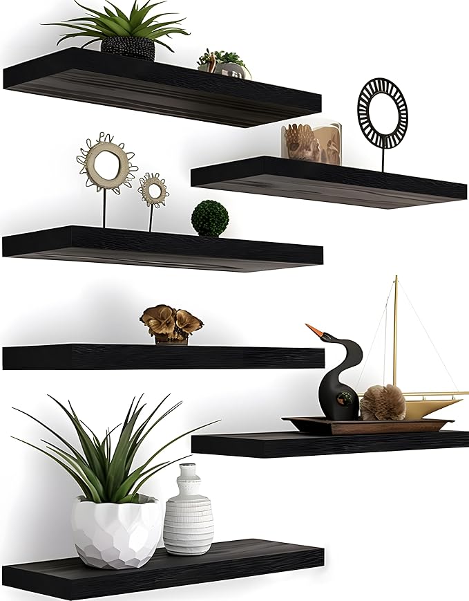 YYWUOJJ Wood Floating Shelves for Wall Decor, Rustic Wall Shelves for Bedroom