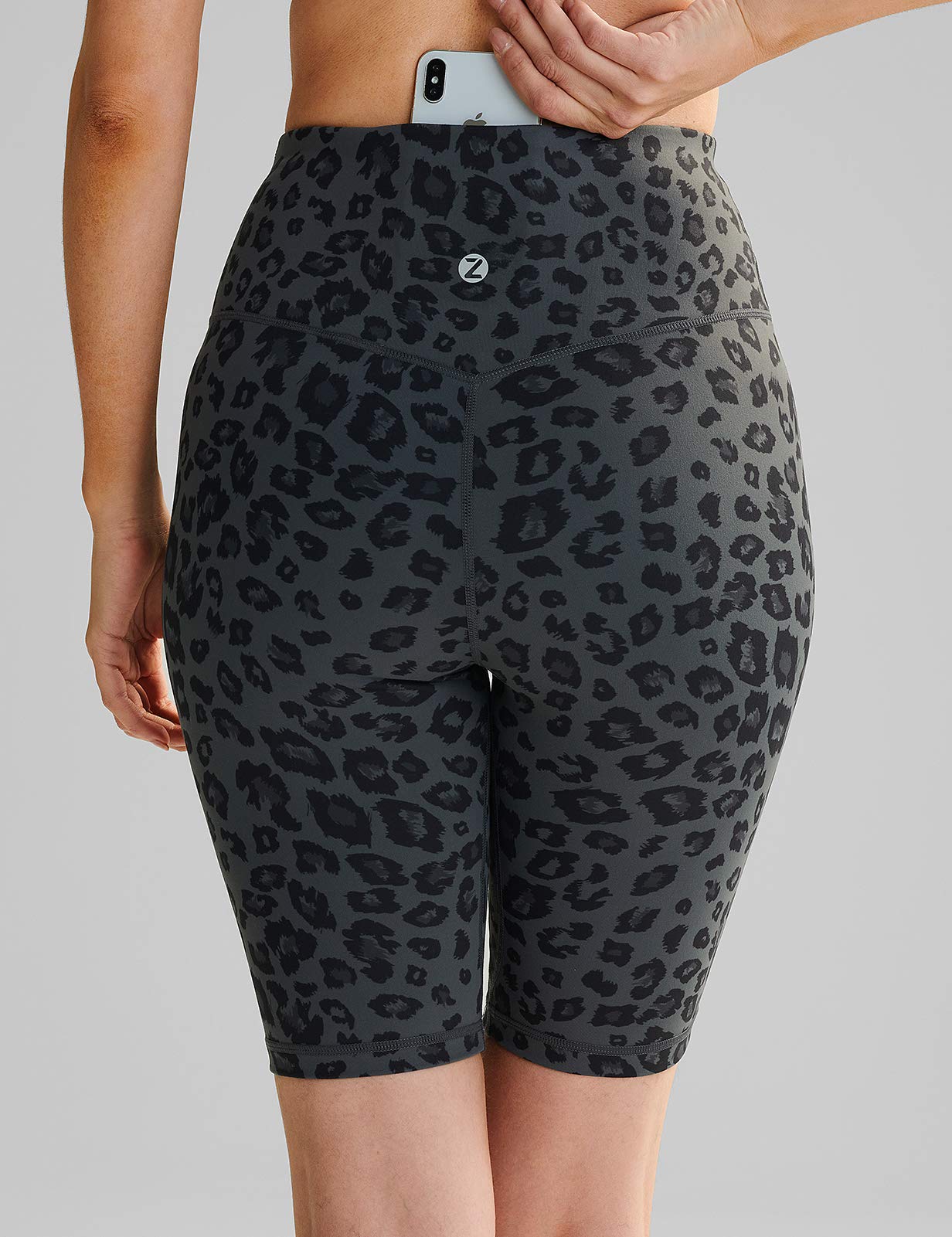 ZUTY 10"/ 5" Biker Shorts Women High Waisted Volleyball Spandex Workout Athletic Running Yoga Long Shorts Black Leopard 3XL