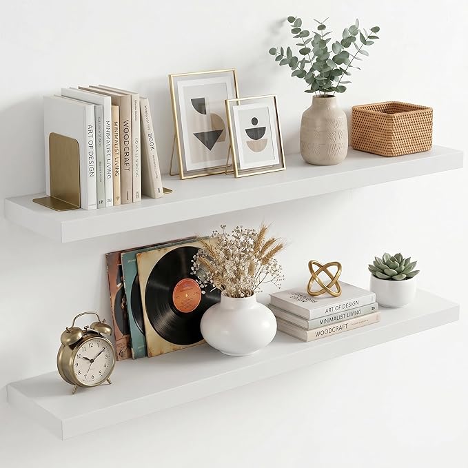 fuqing 40 Inch Floating Shelves | 6.7 Inch Deep White Shelves
