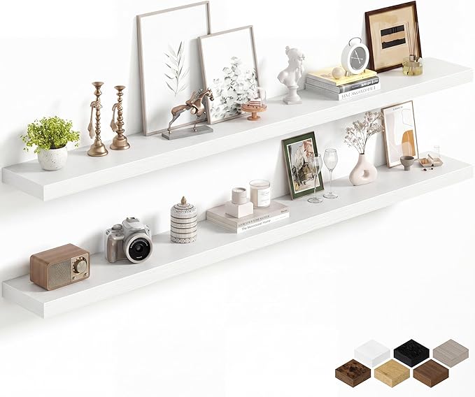 Fun Memories 72Inch Long Floating Shelves, 8 Inch Deep Shelves
