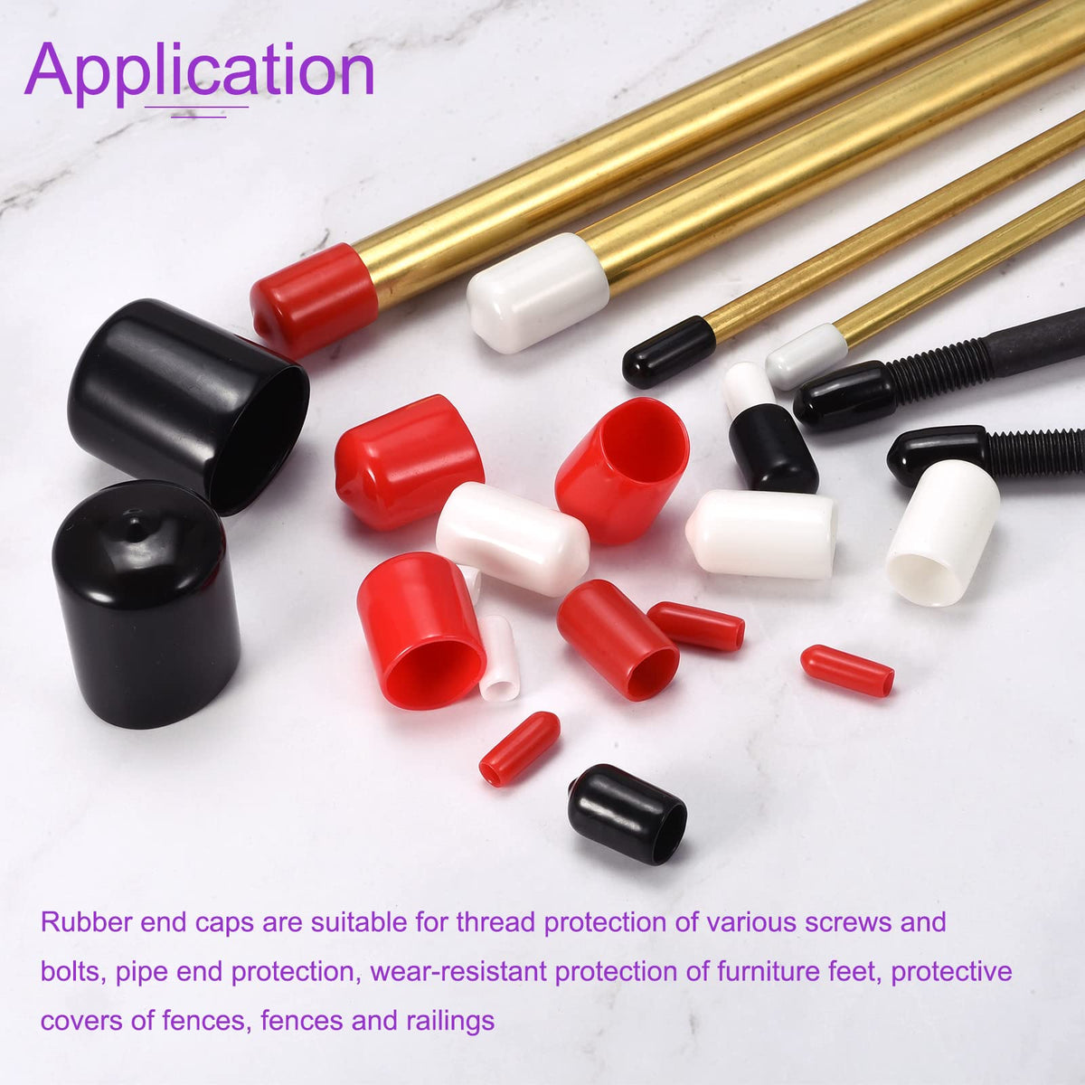 DMiotech 20 Pack 3/16" ID Black Screw Thread Protectors Rubber End Caps Bolt Covers for Screw Bolt Furniture Pipe