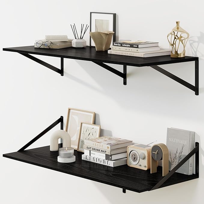 Fun Memories Floating Shelves for Wall, 12 Inch Deep Floating Shelves Set of 2