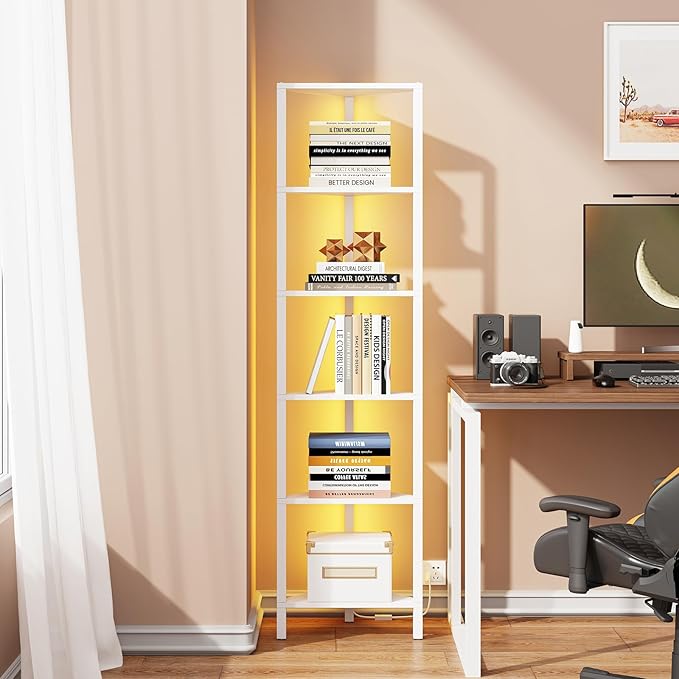 TUTOTAK 6-Tier Corner Bookshelf