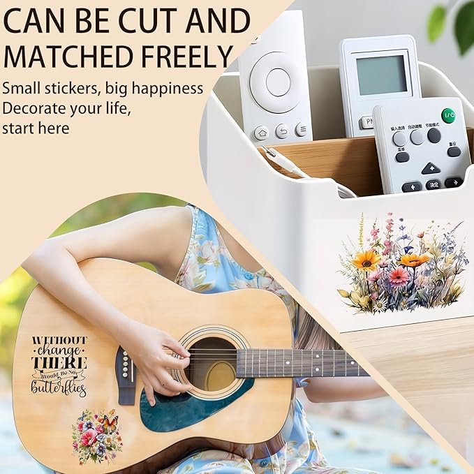 4 Sheets Rub on Transfers for Crafts, Flowers and Butterflies Furniture