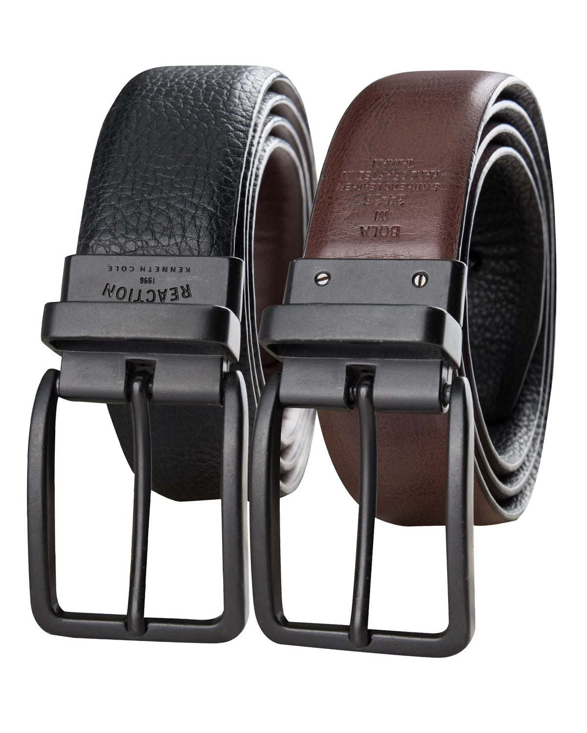 Kenneth Cole Men's (Single Reversible Belt), Black/Brown Pebble, Large (38-40)