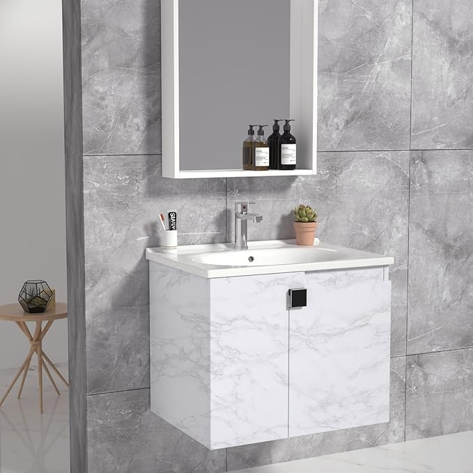 practicalWs White/Grey Marble Contact Paper 23.6" x 118", Marble Wallpaper Peel