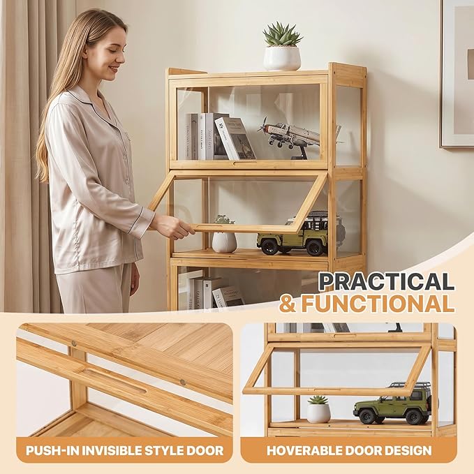 Magshion Display Cabinet with Acrylic Doors, 4-Tier Curio Cabinet