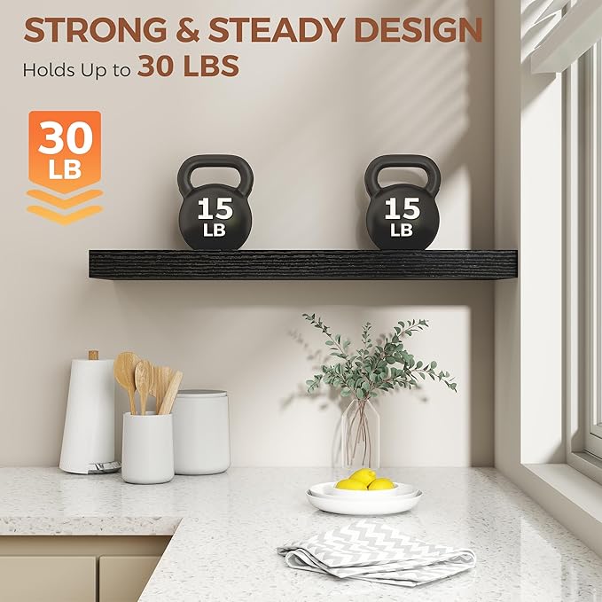 Dreamland 30 Inch Black Floating Shelves