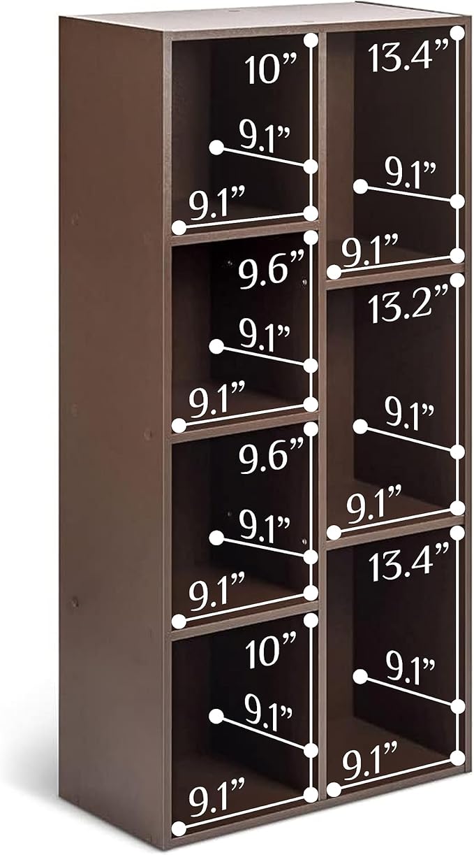 Amazon Basics 7 Cube Storage Organizer Bookcase, Sturdy Shelves, Book Shelf