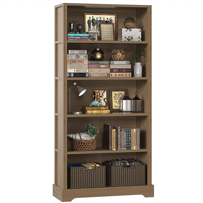 TVU 5-Tier Wooden Bookshelf, 31.5" W Standing Book Shelf