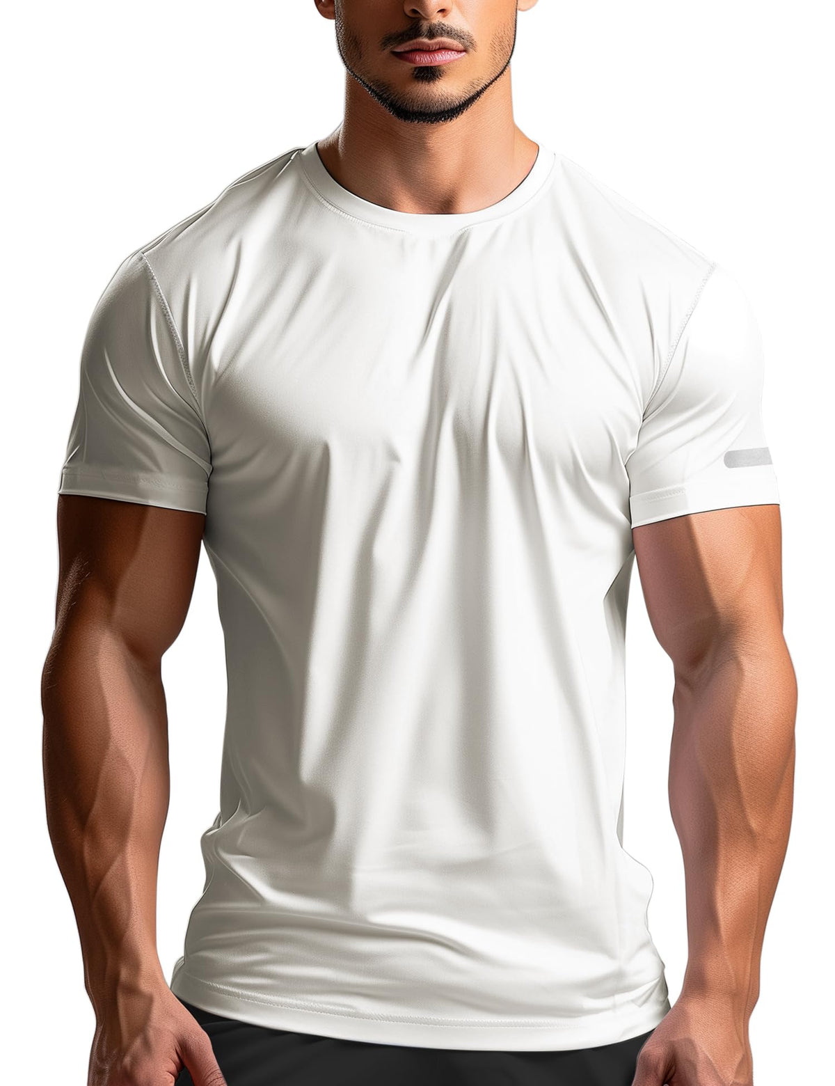Men Workout Shirts Dry Fit Fitted (Off White,XXL)