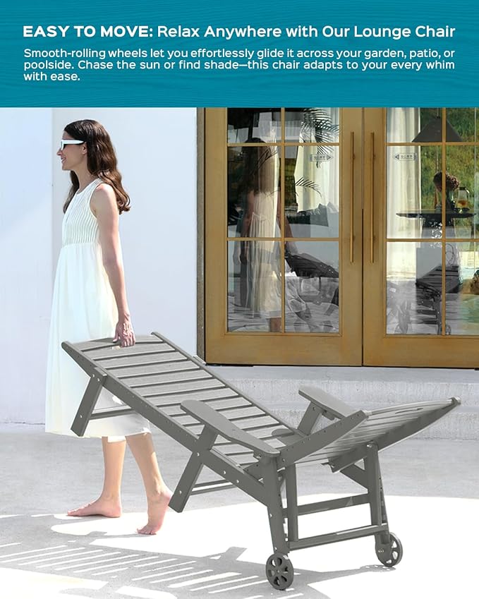 Ciokea Outdoor Lounge Chair Set of 4, All Weather Patio Chaise Lounge Chairs