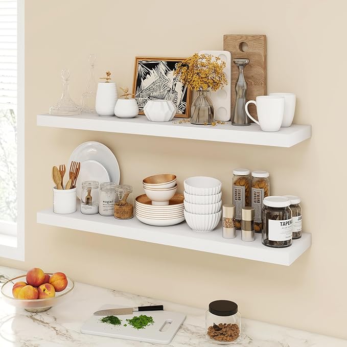 Acovy 40 Inch Floating Shelves, 9.3" Deep Floating Shelf Wall Mounted, Rustic