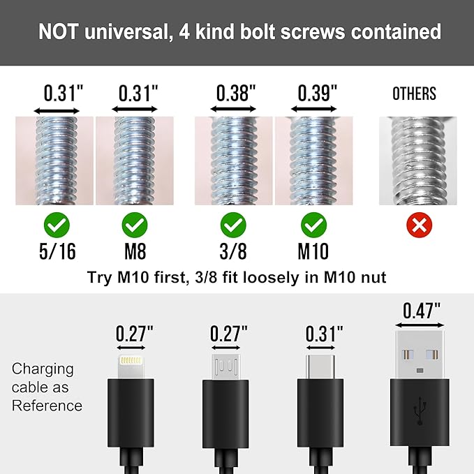 12 Inch Adjustable Bed Legs Replacement Screw in Furniture Support, 3 Sections
