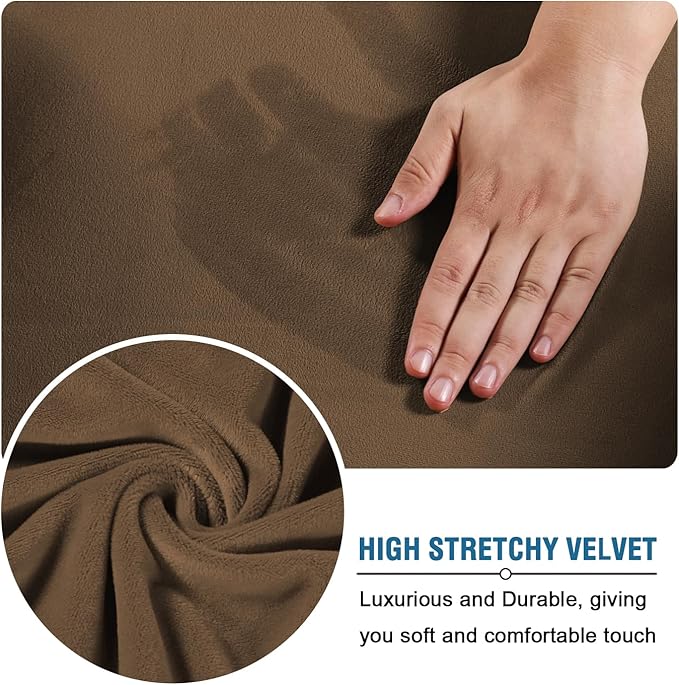 H.VERSAILTEX Modern Velvet Plush 4 Piece High Stretch Sofa Slipcover Furniture