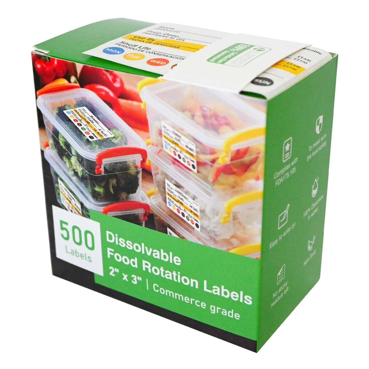 L LIKED Dissolvable Food Labels 2”x 3" No Residue Food Storage Labels for Kitchen，Washable Mason Jar Labels, Bottle Labels Easy to Write -500 Labels(Matte White…