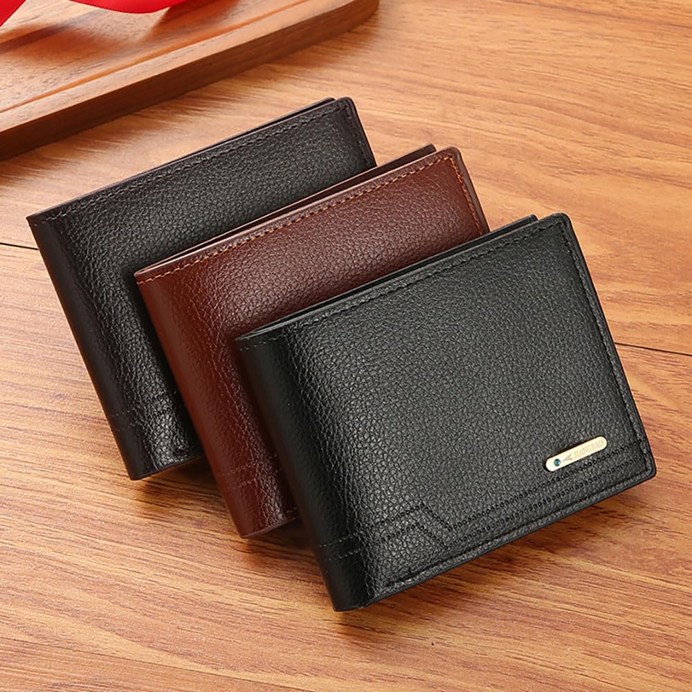 MUFANDUO Slim Wallet for Men with Coin Purse, Minimalist Wallet with Zipper, Bifold Mens Wallets with Credit Card Holder, PU Leather Men's Wallet with Money Clip, Carteras Para Hombres (Coffee L)