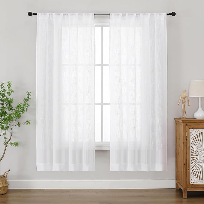 Chyhomenyc Semi Sheer Curtains 63 Inch Length 2 Panels