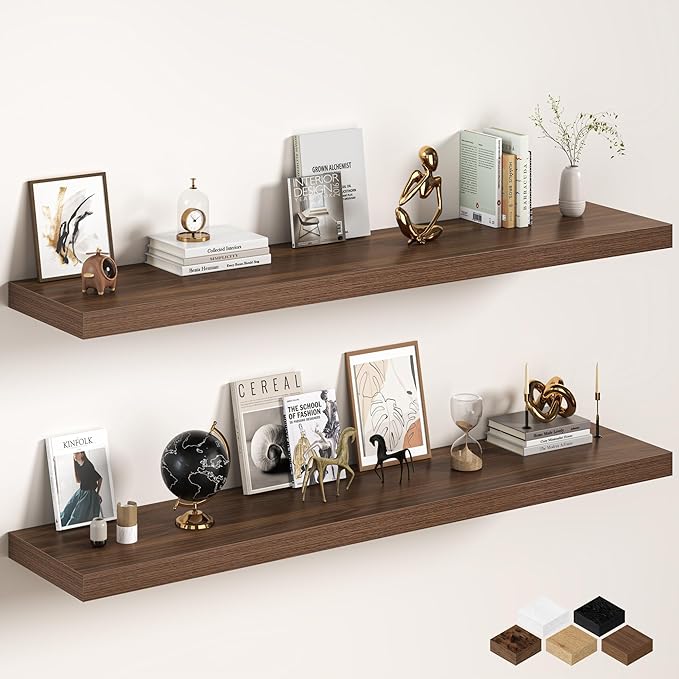 Fun Memories 72 Inch Floating Shelves, 12 Inch Deep Wall Shelf