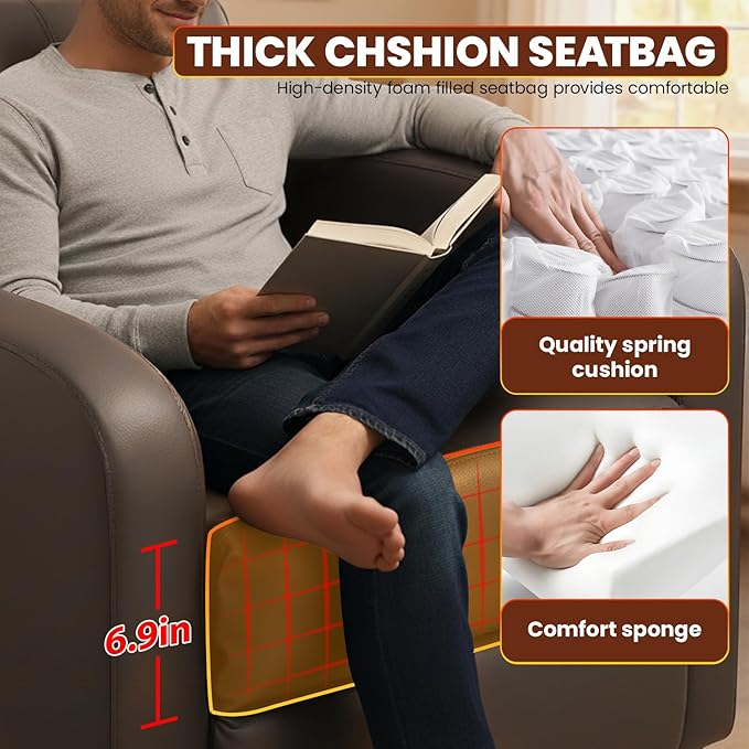 FDW Recliner Chair Reclining Sofa Leather Chair Home Theater Seating Lounge