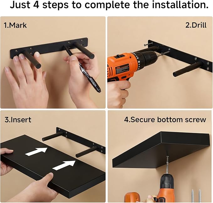 17.5in Floating Shelves for Wall, Wall Mounted Shelves for Decor Storage Set of