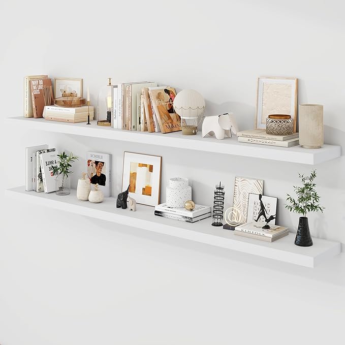 Acovy 72 Inch Floating Shelves, 9.3" Deep Floating Shelf Wall Mounted, Rustic