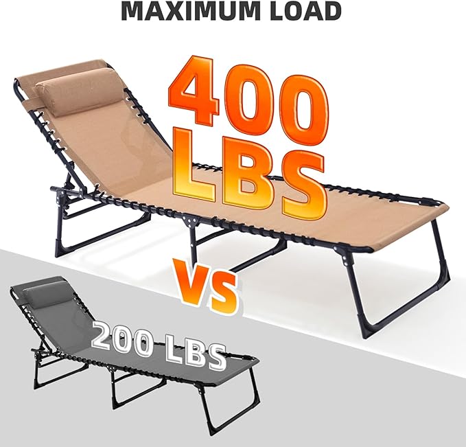 Patio Lounge Chair 2 PCS Folding Chaise Bed