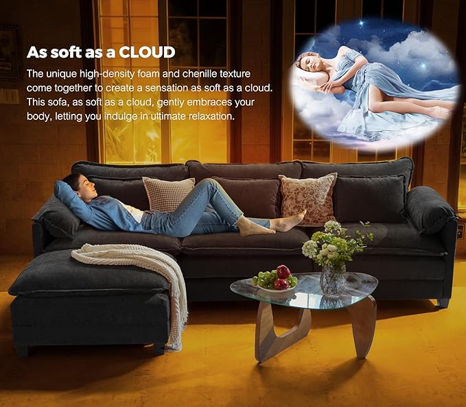 ELUCHANG Oversized 153" Modular Sectional Sofa, Comfy Deep Seat Cloud Couch