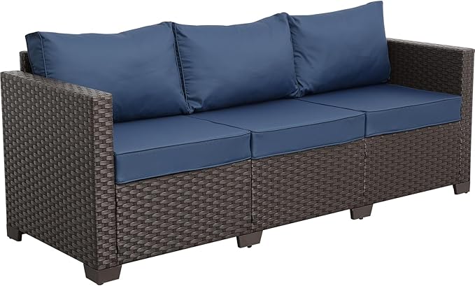 Rattan Star Patio Furniture Outdoor Couch 3 Seater Sofa Outdoor Brown Wicker