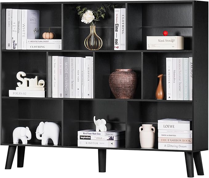 YAHARBO 10 Cube Large Bookshelf, 3 Tier Bookcase