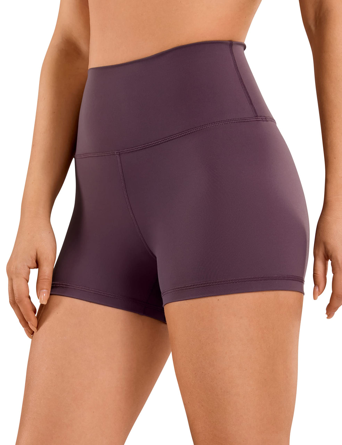CRZ YOGA Women's Naked Feeling Biker Shorts - 3 Inches High Waisted Yoga Workout Running Spandex Arctic Plum Small