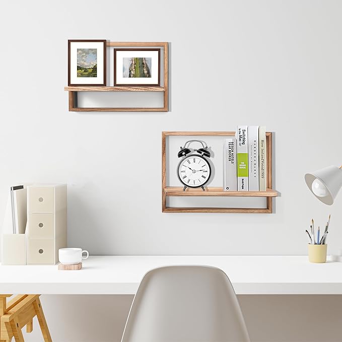 PHOENANCEE Square Floating Shelves, Framed Wall Shelf Decorative Set of 4