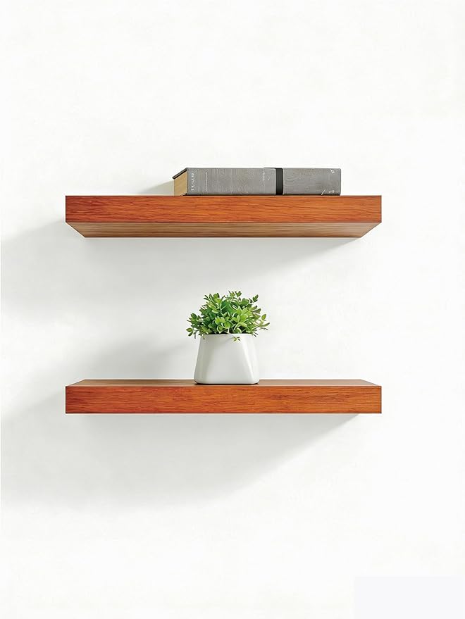Solid Wood Floating Shelves, 11.8in Finished Real Wood Wall Shelves