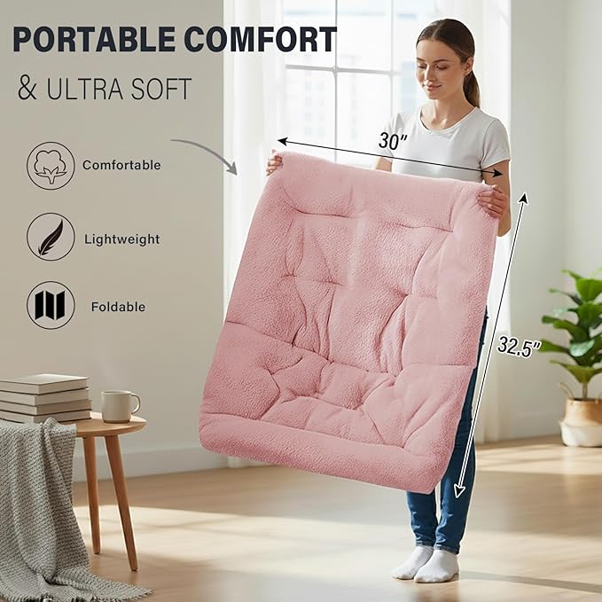 Tiita Comfy Folded Chair, Soft Faux Fur Oversized Folding Accent Chair