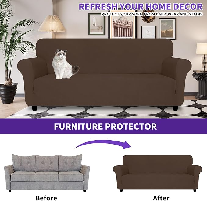 ZNSAYOTX Super Stretch Loveseat Covers, New Striped Love Seat Slipcover