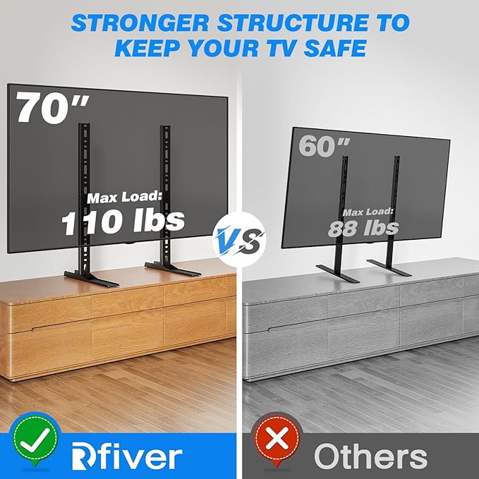 Rfiver Universal TV Stand for 20-70 inch Flat Curved TVs, Height Adjustable