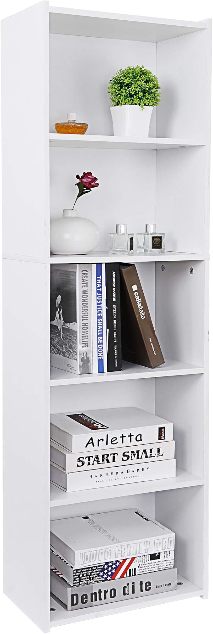 5 Tier Open Bookshelf, 52 Inch Bookcase Storage Rack