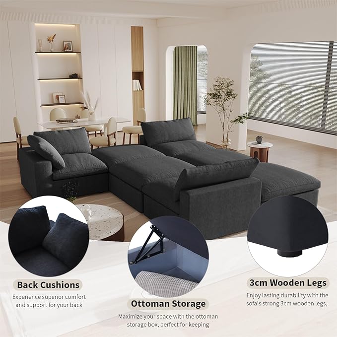 WJShome Cloud Modular Sectional Couch, 120.45" Convertible Couch