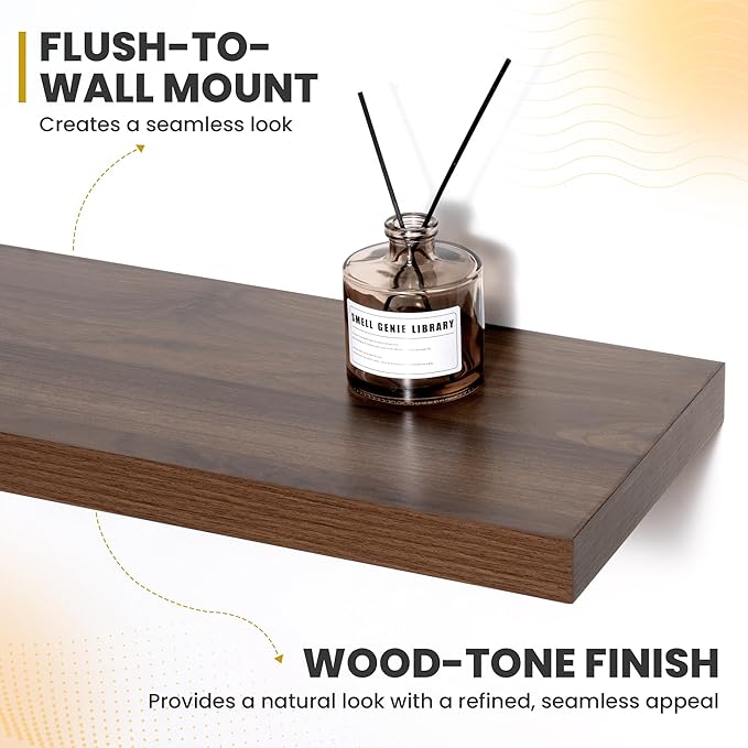 Acovy 72 Inch Floating Shelves, 9.3" Deep Floating Shelf Wall Mounted, Rustic