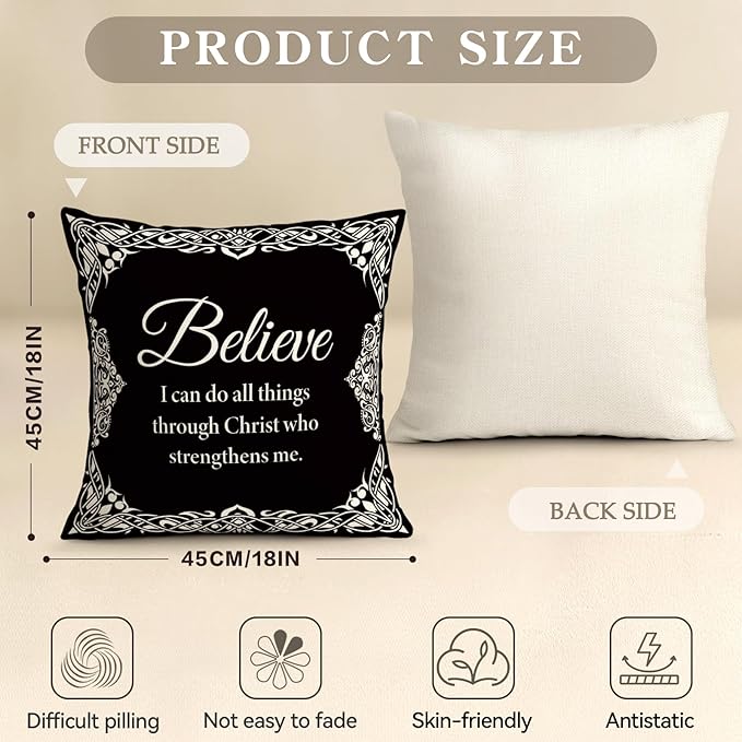 OBSEDE Black and White Bible Verse Decorative Throw Pillow Covers 18 × 18 in