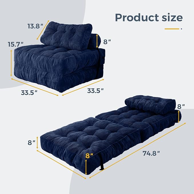 MAXYOYO Folding Sofa Bed, Convertible Sleeper Chair