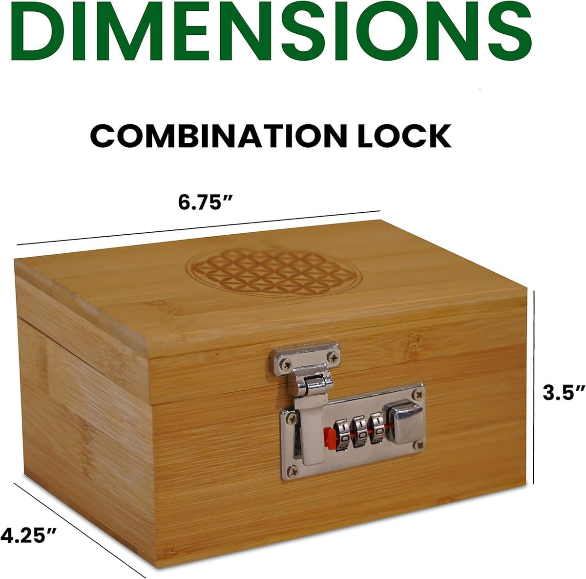 Miracles Bamboo Storage Box - Decorative Storage Box with Lid and Combo Lock - Bamboo Box with Accessories for Making Tea and Storing Herbs and Spices, Stronger Than the Wooden Box