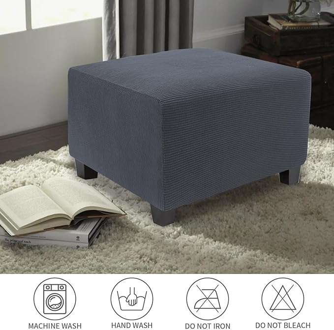 NeColorLife Stretch Ottoman Cover Square Oversized Soft Knitted Jacquard Thick