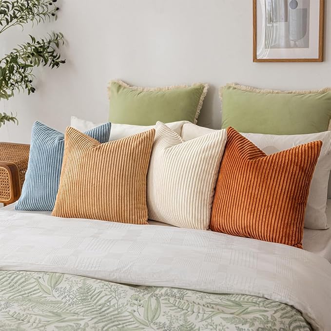 LANANAS Neutral Couch Throw Pillow Covers 18x18 Inch Set of 4 Decorative